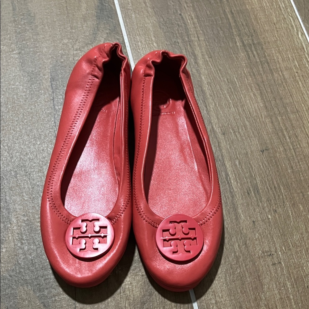 Cherry Red leather Flats